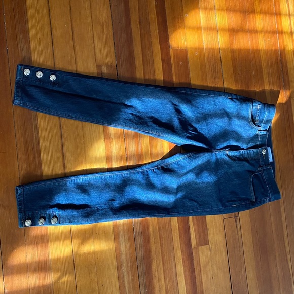 LOFT Gilded Button High Rise Skinny Jeans - Picture 2 of 5